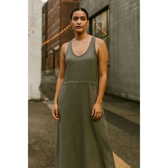 7115 by SZEKI New York Gray Linen Sleeveless Midi Dress Women's Size Medium - Picture 1 of 10